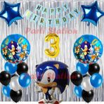 Parti Station Tilki Sonic Boom Konsept 3 Yaş Balon Set Sonic Boom Tema Doğum Günü Arka Fon Süsleme Balon Set