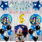 Parti Station Tilki Sonic Boom Konsept 6 Yaş Balon Set Sonic Boom Tema Doğum Günü Arka Fon Süsleme Balon Set