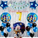 Parti Station Tilki Sonic Boom Konsept 7 Yaş Balon Set Sonic Boom Tema Doğum Günü Arka Fon Süsleme Balon Set
