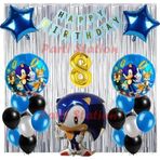 Parti Station Tilki Sonic Boom Konsept 8 Yaş Balon Set Sonic Boom Tema Doğum Günü Arka Fon Süsleme Balon Set