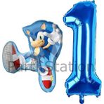 Parti Station Tilki Sonic Ve Lacivert Rakam Balon 1 Yaş Balon Set Tilki Sonic Boom Konsept Doğum Günü Balon Set