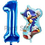 Parti Station Tilki Sonic Ve Lacivert Rakam Balon 1 Yaş Balon Set Tilki Sonic Konsept Doğum Günü Balon Set