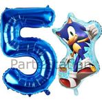 Parti Station Tilki Sonic Ve Lacivert Rakam Balon 5 Yaş Balon Set Tilki Sonic Konsept Doğum Günü Balon Set