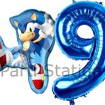 Parti Station Tilki Sonic Ve Lacivert Rakam Balon 9 Yaş Balon Set Tilki Sonic Boom Konsept Doğum Günü Balon Set