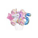 Parti Station Unicorn Gökkuşağı Folyo 5 Yaş Doğum Günü Balon Set PSUNİCORN1BS