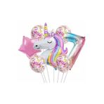 Parti Station Unicorn Gökkuşağı Folyo 7 Yaş Doğum Günü Balon Set PSUNİCORN1BS