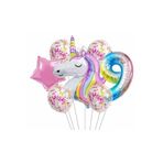 Parti Station Unicorn Gökkuşağı Folyo 9 Yaş Doğum Günü Balon Set PSUNİCORN1BS