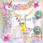 Parti Station Unicorn Konsept 1 Yaş Balon Doğum Günü Set Tek Boynuzlu At Unicorn Yaş Balon Set