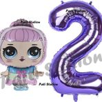 Parti Station Unicorn LOL Bebek 2 Yaş Balon ve Mor Rakam Balon Doğum Günü Parti Set