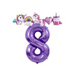 Parti Station Unicorn Mor Lila 8 Yaş Doğum Günü Balon Set PS-UNI-M