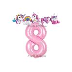 Parti Station Unicorn Pembe 8 Yaş Doğum Günü Balon Set PS-UNI-P1