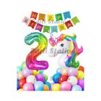 Parti Station Unicorn Renkli 2 Yaş Doğum Günü Balon Set PSUNCORN