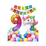 Parti Station Unicorn Renkli 9 Yaş Doğum Günü Balon Set PSUNCORN