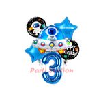 Parti Station Uzay Aracı Roket Balon 3 Yaş Doğum Günü Set Uzay Konsept Balon Rakam Balon Set
