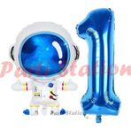 Parti Station Uzay Astronot Konsept 1 Yaş Balon Set Uzay Astronot Ve Lacivert Rakam Balon Doğum Günü Balon Set