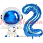 Parti Station Uzay Astronot Konsept 2 Yaş Balon Set Uzay Astronot Ve Lacivert Rakam Balon Doğum Günü Balon Set