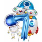 Parti Station Uzay Astronot Uzay Gemisi Roket 7 Yaş Balon Set Uzay Astronot Konsept Doğum Günü Set