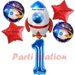 Parti Station Uzay Konsept Roket Balon 1 Yaş Doğum Günü Set Uzay Konsept Balon Rakam Balon Set