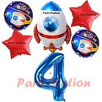 Parti Station Uzay Konsept Roket Balon 4 Yaş Doğum Günü Set Uzay Konsept Balon Rakam Balon Set