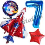 Parti Station Uzay Konsept Roket Balon 7 Yaş Doğum Günü Set Galaksi Uzay Mekiği Balon Konsept Doğum Günü Set