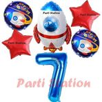 Parti Station Uzay Konsept Roket Balon 7 Yaş Doğum Günü Set Uzay Konsept Balon Rakam Balon Set