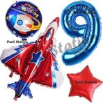 Parti Station Uzay Konsept Roket Balon 9 Yaş Doğum Günü Set Galaksi Uzay Mekiği Balon Konsept Doğum Günü Set