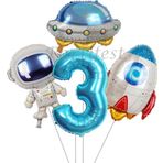 Parti Station Uzay Kozmik Galaksi Astronot 3 Yaş Balon Set Yıldız Balon Folyo Set Konsept Doğum Günü Set