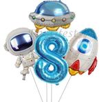 Parti Station Uzay Kozmik Galaksi Astronot 8 Yaş Balon Set Yıldız Balon Folyo Set Konsept Doğum Günü Set