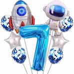 Parti Station Uzay Kozmik Galaksi Astronot Roket 7 Yaş Balon Set Uzay Astronot Konsept Doğum Günü Set