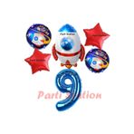 Parti Station Uzay Roketi Yıldızlı 9 Yaş Doğum Günü Balon Set PSUZAY-3