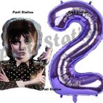 Parti Station Wednesday 2 Yaş Balon ve Mor Rakam Balon Doğum Günü Parti Set Wednesday Addams Balon