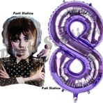 Parti Station Wednesday 8 Yaş Balon Ve Mor Rakam Balon Doğum Günü Parti Set Wednesday Addams Balon