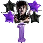 Parti Station Wednesday Balon Set 1 Yaş Wednesday Addams Mor Rakam Balon Konsept Doğum Günü Parti Balon Set