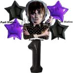 Parti Station Wednesday Balon Set 1 Yaş Wednesday Addams Siyah Mor Konsept Doğum Günü Parti Balon Set