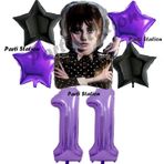 Parti Station Wednesday Balon Set 11 Yaş Wednesday Addams Mor Rakam Balon Konsept Doğum Günü Parti Balon Set