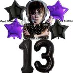 Parti Station Wednesday Balon Set 13 Yaş Wednesday Addams Siyah Mor Konsept Doğum Günü Parti Balon Set