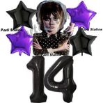 Parti Station Wednesday Balon Set 14 Yaş Wednesday Addams Siyah Mor Konsept Doğum Günü Parti Balon Set