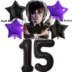 Parti Station Wednesday Balon Set 15 Yaş Wednesday Addams Siyah Mor Konsept Doğum Günü Parti Balon Set