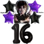 Parti Station Wednesday Balon Set 16 Yaş Wednesday Addams Siyah Mor Konsept Doğum Günü Parti Balon Set