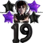 Parti Station Wednesday Balon Set 19 Yaş Wednesday Addams Siyah Mor Konsept Doğum Günü Parti Balon Set