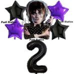 Parti Station Wednesday Balon Set 2 Yaş Wednesday Addams Siyah Mor Konsept Doğum Günü Parti Balon Set