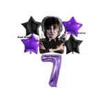 Parti Station Wednesday Balon Set 7 Yaş Wednesday Addams Mor Rakam Balon Konsept Doğum Günü Parti Balon Set