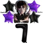 Parti Station Wednesday Balon Set 7 Yaş Wednesday Addams Siyah Mor Konsept Doğum Günü Parti Balon Set
