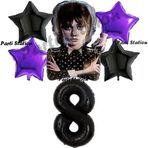 Parti Station Wednesday Balon Set 8 Yaş Wednesday Addams Siyah Mor Konsept Doğum Günü Parti Balon Set