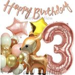 Parti Station Woodland Geyik 3 Yaş Folyo Rosegold Balon Set Geyik Ceylan Doğum Günü Parti Balon Set Geyik Konsept