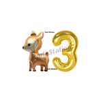 Parti Station Woodland Geyik Gold 3 Yaş Rakam Balon Set PSCEYL-3
