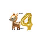 Parti Station Woodland Geyik Gold 4 Yaş Rakam Balon Set PSCEYL-3