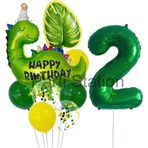 Parti Station Yeşil Dinozor Konsept 2 Yaş Balon Set Jurassic Dinozor Tema Doğum Günü Folyo Balon Set