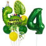 Parti Station Yeşil Dinozor Konsept 4 Yaş Balon Set Jurassic Dinozor Tema Doğum Günü Folyo Balon Set
