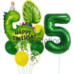 Parti Station Yeşil Dinozor Konsept 5 Yaş Balon Set Jurassic Dinozor Tema Doğum Günü Folyo Balon Set